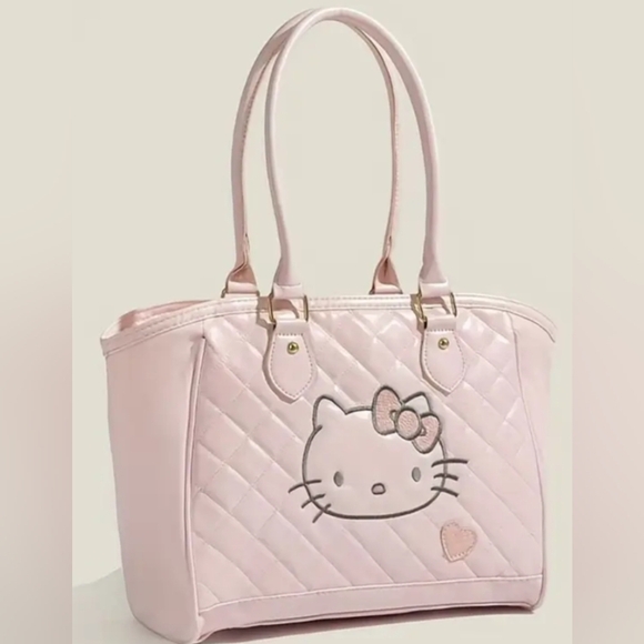 NEW Hello Kitty Butterly Barbiecore Pink Quilted Tote Bag - Picture 1 of 8